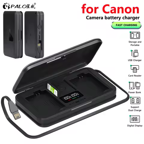 LCD Smart Charger Case Multi-function Battery Storage Box for Canon LP-E5 E6 E8 E10 E12 E17 NB-2L 7L