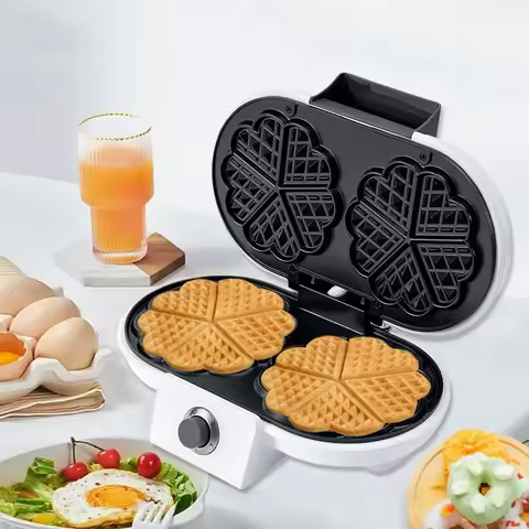 Household Love Waffle Maker, Sandwich Maker, Multifunctional Double Plate Waffle Maker Heating Elect