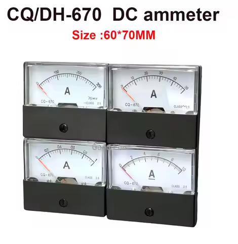 DC DH670 1A 5A 10A 50A 100A 200A 300A 500A Analog Current Panel Meter Ampere Ammeter