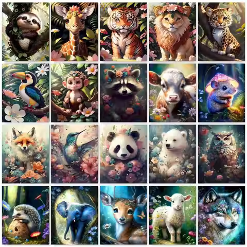 GATYZTORY DIY Frame Painting By Numbers Forest Animal DIY Paint by numbers On Canvas Home Decor Digi