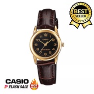 Casio V001 Quartz All Brown Leather Band Watch for Women(Brown)