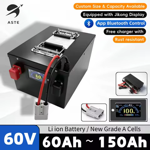 Li-ion 17S 60V 60Ah 80Ah 100Ah 150Ah Lithium Battery with Bluetooth BMS for Golf Cart Two Wheeler RV