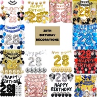 (SG SELLER) 28th Birthday Decorations, 28th Birthday Balloon, Rose Gold Silver Birthday Decorations 