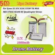 3.7V 1000mAh Lipo Battery for Syma X5 X5C X5SC X5SW TK M68 MJX X705C SG600 RC Quadcopter Drone Acces