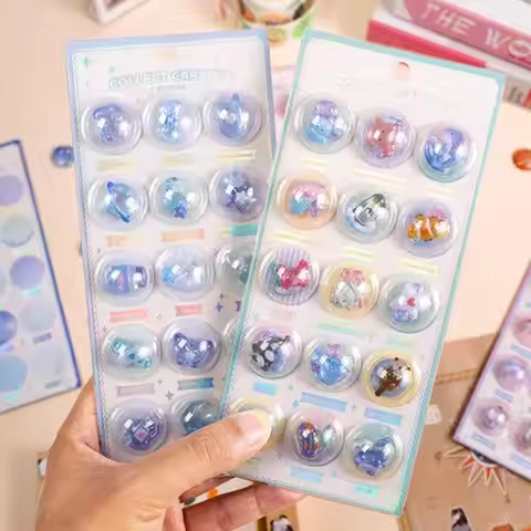 3D Capsule Crystal Embossed Relief Stickers 1/6PCS Kawaii Glue Stickers, Perfect for DIY Journal Han