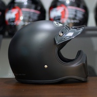 HBC CAKIL PET HELMET | SOLID BLACK DOF | FULLFACE RETRO HELMET