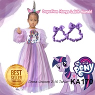 Gaun Unicorn Anak Import 5 6 Tahun Baju Warna Lilac Terlaris 2023 Baju Princess Anak Ulang Tahun War