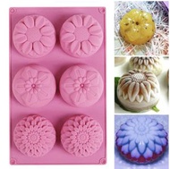 其他品牌 - 6連不同花形蛋糕模 蛋糕模 手工皂模 矽膠6孔蛋糕模 家庭烘培 耐高溫DIY 朱古力模 蛋糕模型 冰塊模型 布甸 果凍 曲奇 手工皂 烘焙模具 焗盤及焗模