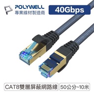 POLYWELL CAT8 超高速網路線 2米 40Gbps RJ45 福祿克認證 寶利威爾 台灣現貨