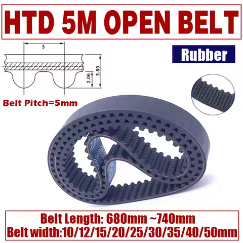 HTD 5M Rubber Timing Perimeter 680 685 690 695 700 705 710 715 720 725 730 735 740mm Belt Width 10mm