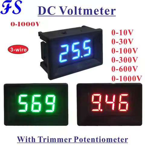 YB21 LED Digital Voltmeter DC 0-10V 30V 100V 300V 600V 3- Wire Voltage Meter Volt Panel Meter Voltag