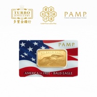 TURBO [1OZ] PAMP America the Free; Bald Eagle Gold Bar 9999Gold