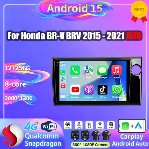 Android 15 Car Radio For Honda BR-V BRV 2015 - 2021 RHD Carplay Auto 4G 5G WIFI 2Din Head Unit QLED 