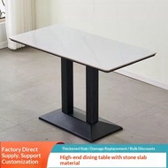 Sintered Stone Dining Table Set, Long Rectangle Table for Milk Tea Shop, Bar & Cafeteria