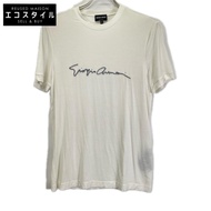 GIORGIO ARMANI 3GST54 เสื้อยืดแขนสั้นดีไซน์โลโก้ สีขาว ไซส์ 48【สินค้ามือสอง】