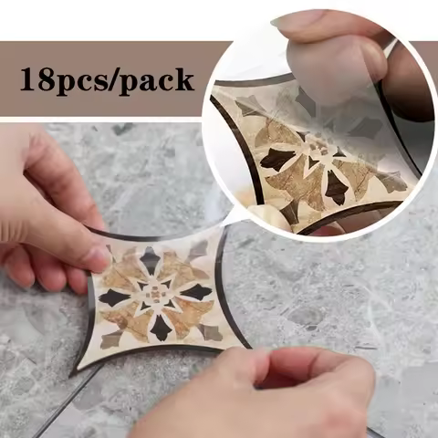 18pcs Self Adhesive Tile Stickers Durable Waterproof PVC Art Diagonal Floor Wall Decals Backsplash A