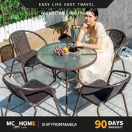 5 Pcs Outdoor Modern Table and Chairs Rattan Chairs Patio Waterproof Garden Leisure Open-air Balcony