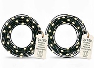 QBIS Outdoor Christmas Lights - Fairy Lights Battery Operated with Small Warm White LEDs, Green Wire