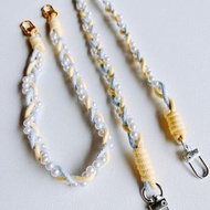 【全館清倉最高折800】黃藍珍珠編織 手機背帶手機掛繩手機殼防摔