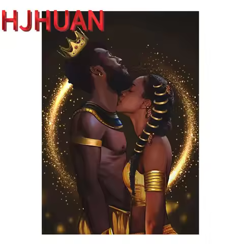 African Royal Couple Diamond Painting, Diamond Embroidery, Mosaic Diamond, Full Drill, DIY Home Deco