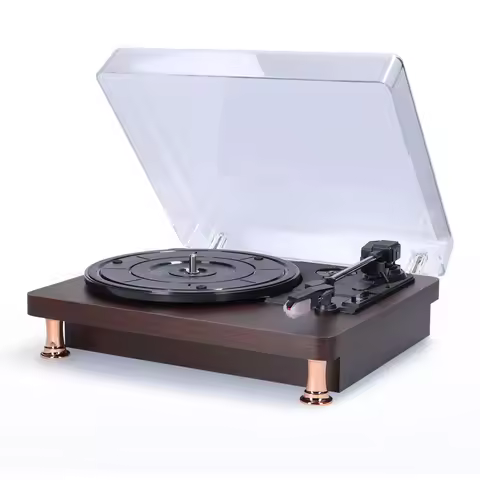 Retro Vinyl Record Player w/ Dustproof Cover Classic Nostalgic Style Record Player 33/45/78RPM Turnt