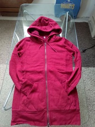 +四季心晴+ Uniqlo 長版運動棉質外套 內刷毛 赭紅色保暖夾克 M號。#出清2019