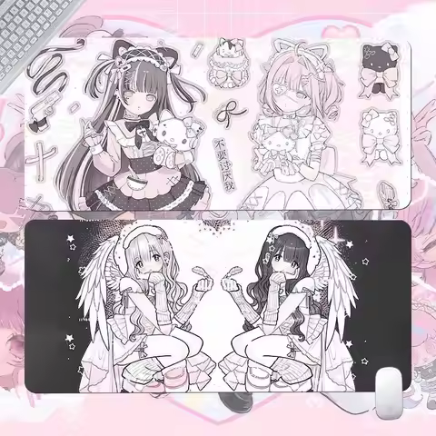 Ins Style Japanese Vintage Mouse Pad Angel Girl Mouse Pad Oversized Computer Mouse Pad Cute Pink Ani