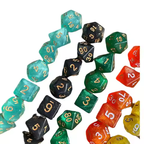 7PCS New Starry Glitter DND Dice Set, D4/D6/D8/D10/D12/D20 Polyhedral RPG Dice for Tabletop Games, B