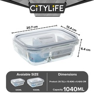 (Bundle of 2) Citylife Air-tight Glass Lunch Box Oven Microwave Glass Food Container Bento Box H-849091