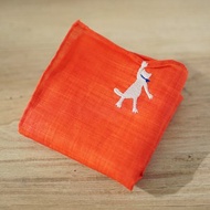 HIKKOMI 猫 紅色手帕 41×41cm 棉50% 麻50% 日本製 可作禮品