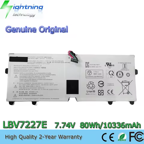 New Genuine LBV7227E 7.74V 80Wh Laptop Battery for LG gram 15Z90N 17Z90N 16ZD90P 16Z90P