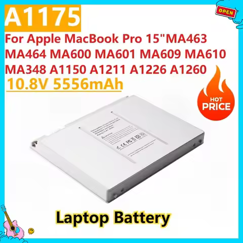 New A1175 Replacement Laptop Battery 10.8V 5556mAh for Apple MacBook Pro 15"MA463 MA464 MA600 MA601 
