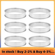 6 Pack 4 Inch Double Rolled English Muffin Rings, Stainless Steel Crumpet Rings, Tart Rings, Round