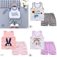 baju budak murah ready stok 🇲🇾 0-5 years baby Two-piece kids baby vest suit boy and girl vest shorts