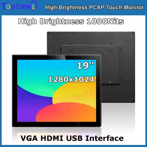 Industrial Touch Screen Monitor 19 Inch Waterproof 1000 Nits 1280x1024 Resolution VGA for HDMI and U