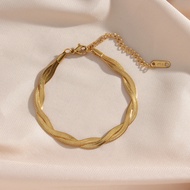 18k Saudi Gold Bracelet Women Pawnable Bracelet Korean Fashion Jewellery Couple's Bracelet Luxury Vintage Niche Design Simple Temperament Jewelry Bracelet for Woman
