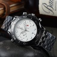 OMG Sea Horse Series Watches Multifunctional Luminous Calendar Stainless Steel Quartz Watches for Men