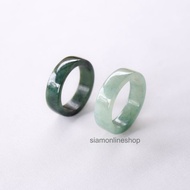 JADE RING เกรดพรีเมียม แหวนหยกแท้ ทรงปลอกมีด (เลือกโทนสีธรรมชาติ หรือสีเข้มได้) หยกพม่าแท้ แหวนนำโชค by siamonlineshop