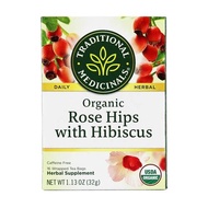 🌿Traditional Medicinals🌿 Rose Hip +Hibiscus🌿 Organic tea Caffeine Free 16 Wrapped Tea Bags