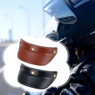 [Leipupa] Professional Helmet Visor Vintage Leather 3 Snap Sun Shade for Motorbike Helmet Decoration