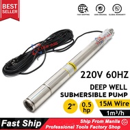 2Inch(50mm) Submersible Pump Water Pump Deep Well 220V 180ft 8GPM Submersible Bore Pump 0.5 HP Subme