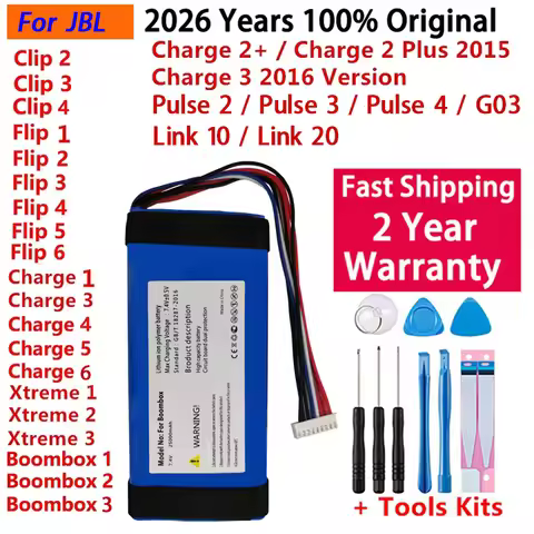 2026 Years Original Battery For JBL Xtreme Boombox Link 10 20 G03 Clip Charge Flip Pulse 1 2 3 4 5 6