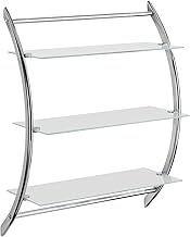 WENKO Étagère murale exclusive Vermont - 3 tablettes en verre satiné, Acier, 57 x 71 x 22 cm, Chromé