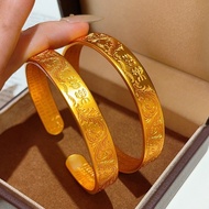 Ancient Method Sand Gold Jewelry Tang Grass Pattern Heart Sutra Peace Joy Bracelet Female Gold Shop 