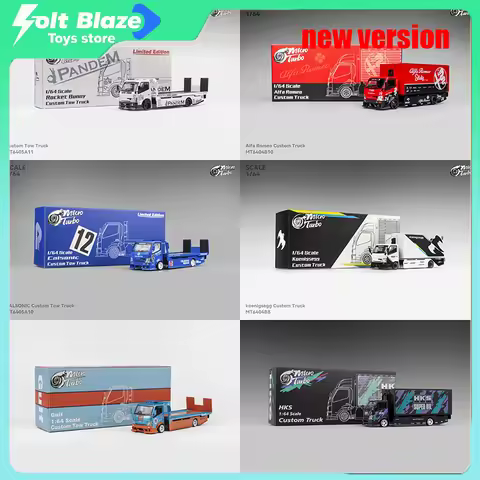 Micro Turbo 1/64 FullDrop Flatbed Modified Trailer Rocket Bunny Conquest Alloy Car Model Simulation 