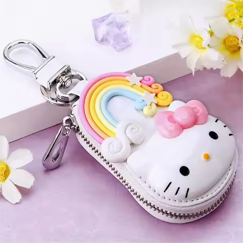 Sanrio Hello Kitty Keychain - Cute Cartoon Faux Leather with Carabiner Clip, for Christmas presents 