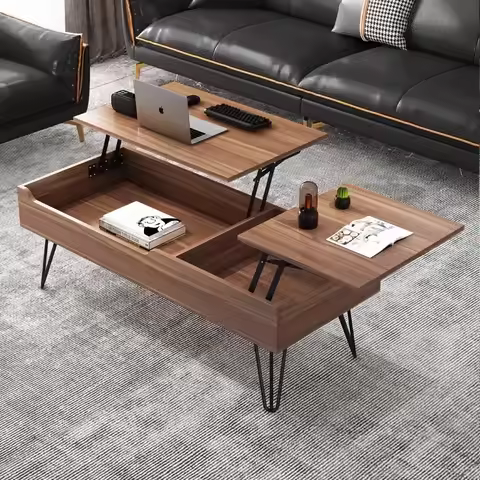 Multifunctional Modern Lift Top Living Room Furniture Wood Center Tea Coffee Table with Storage Waln