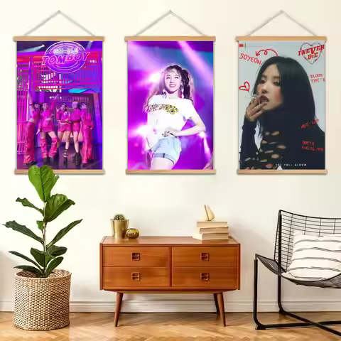 gidle singing Framed Wall Painting Canvas Art Poster and Wall Art Modern Family Bedroom Decor Poster