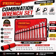 【Ready Stock】PRIDE TOOLS 14pcs Combination Wrench Set Chrome Vanadium 8-24MM 8-32MM Spanar Tool