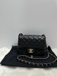 👜Chanel Mini Square Quilted Bag Black Lambskin Leather GHW Series No. 31**** with  warranty card 香奈兒